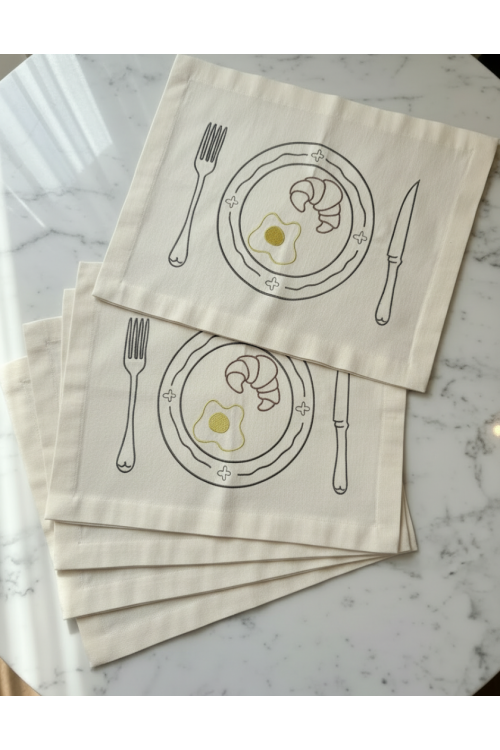 BREKKIE – Nakışlı Kumaş Amerikan Servis (4’lü)
