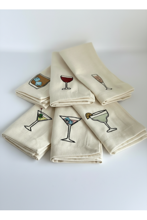 CHEERS – Nakışlı Kumaş Peçete Seti ( 6’lı)